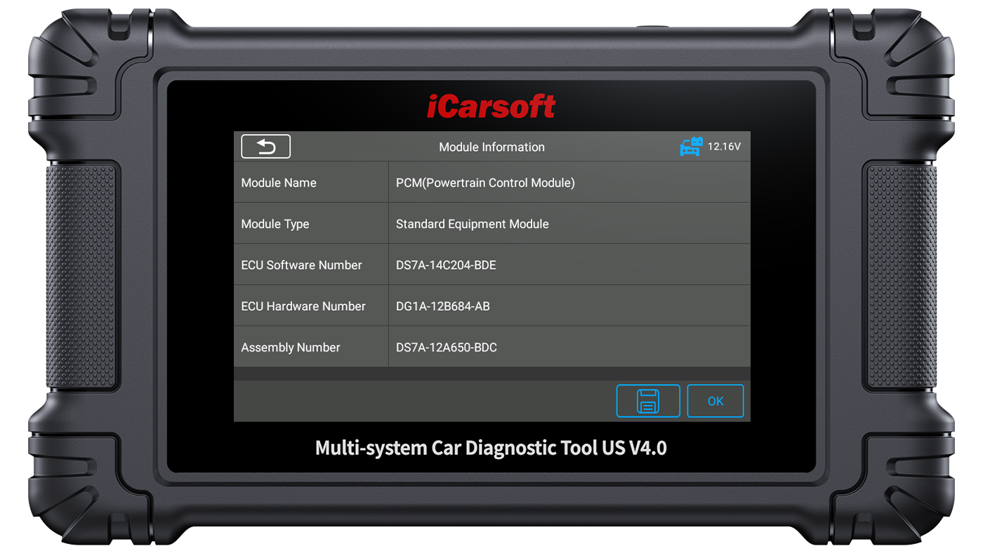 ECU coding interface on the iCarsoft DE V4.0
